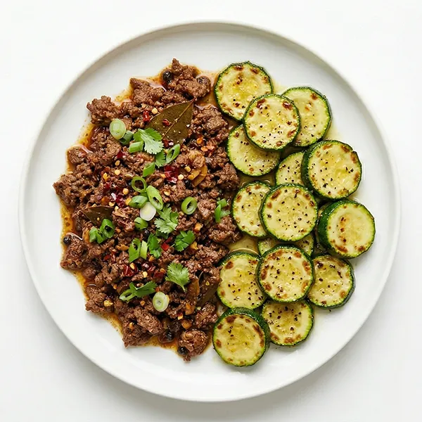 Spicy Adobo Mince Beef With Buttered Zucchini